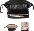 Daughter Birthday Gift-Makeup Bag, Women Gifts, Personalized Double Layer Cosmetic Bag with Makeup Brush Organizer, Large Capacity PU Leather Travel Toiletry Bag Gifts for Friends Female Mom
