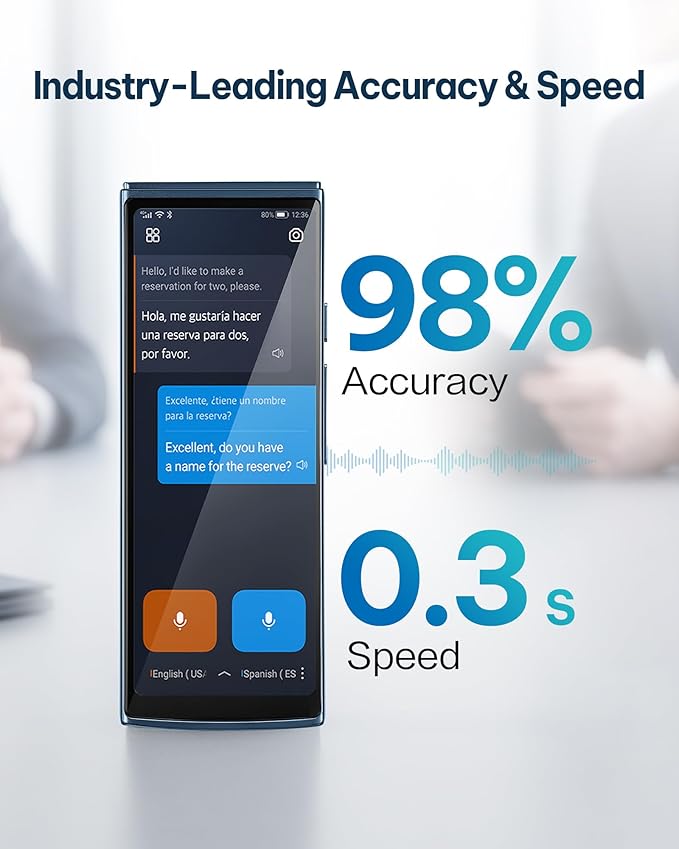 iFLYTEK AI Language Translator Device — 60 Languages, Real-Time Split-Screen & Two-Way Instant Voice Translation, 18 Offline Packs, 2-Year Global Data for K-12 Education, Business, Travel