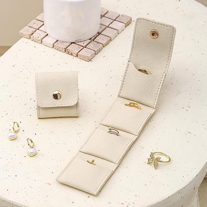 Mini Travel Jewelry Bag, 2025 New Travel Jewelry Case Organizer, Portable Foldable Compartment Auxiliary Mini Travel Jewelry Roll Bag With Buckle For Small Jewelry Earrings, Rings, Necklaces (D)
