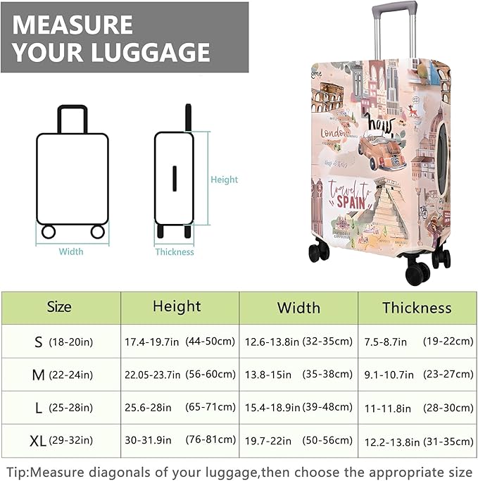 Travel Luggage Cover Suitcase Protector Fits 18-32 Inch Wheel Covers PatternedTravel Related Items Flower Luggage Protector Elastic M