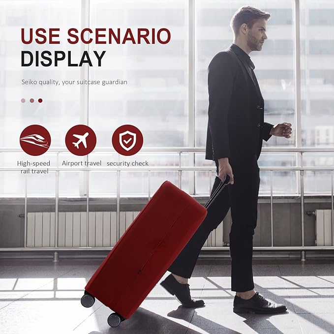 Travel Luggage Cover Suitcase Protector Scratch-Resistant Fit 19-31 Inch Suitcase, Not Included Suitcase (Claret, 3XL(32-33inch))