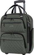 KROSER Carry On Underseat Multi-functional, 16-inch Underseater Lightweight Overnight Suitcase for Women, Army Green