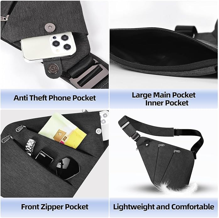 Anti Theft Crossbody Bag,Anti Theft Travel Bag for Women Men,Sling Crossbody Bag for Travel, Sport, Work