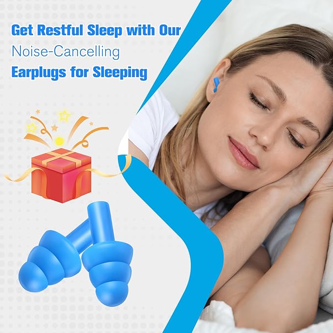 TrelaCo 200 Pairs Silicone Ear Plugs Soft Reusable Waterproof Ear Plugs for Sleeping Noise Swimming Hearing Protection Earplugs Shooting Construction Hunting Music Concerts(Blue)
