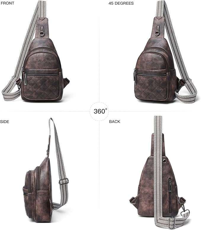 Sling Bag For Women Fanny Pack Crossbody Travel Shoulder Belt Bags Tote Backpack Purse Faux Leather