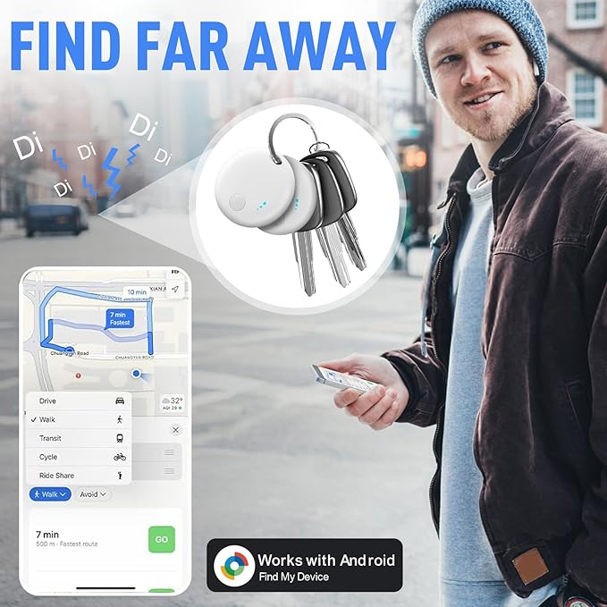 Bluetooth Tracker for Android, 2 Pack Item Finder Work with Google Find My Device App, Keys Finder and Item Locator for Keys Wallet Bags Pets ONLY Android, Smart Tracking Tag for Luggage, Backpack