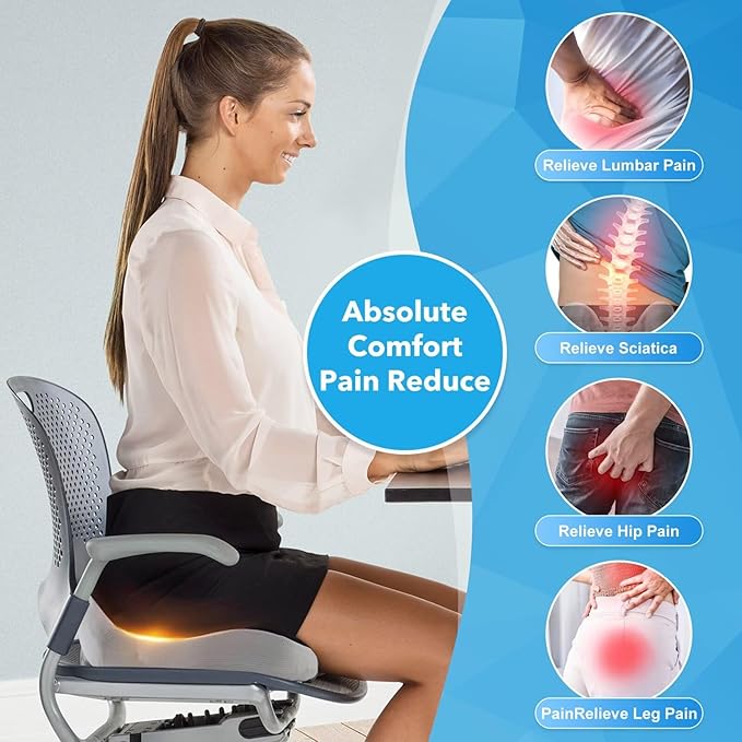 Seat Cushion,Office Chair Memory Cushion, Ergonomic Design, Relieve Sciatica and Long-Term Sitting Pain, Suitable for desks, Car Seats, Games, Wheelchairs