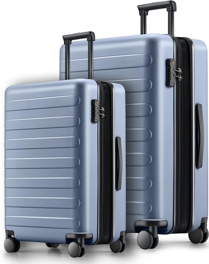Carry on Luggage 22 X 14 X 9 Airline Approved, 20 Inch Luggage for 3-5 Days Travel, Double Spinner Wheels, 100% Hardshell PC, TSA Lock (00-Shadow (Expandable), Set 2PCS (20-Inch/28-Inch))