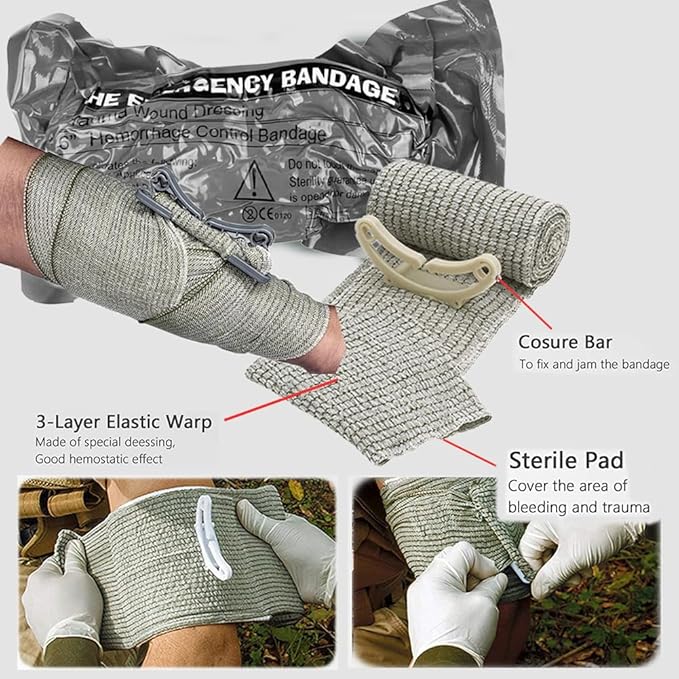 Tourniquet Pouch (Israeli Bandage + IFAK Pouch), Small Trauma Medical Kit Tactical First Aid for Camping and Hiking (Black)