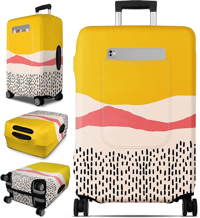 Slohif Luggage Cover for Suitcase Tsa Approved Protector - Luggage Sleeve Large Suit Case Cover Travel Stretch Baggage Case Protective Washable Fit 21-23 Inch Patchwork S