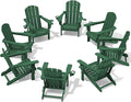 SERWALL Adirondack Chair with Cup Holders - Composite Adirondack Chairs Set of 8 HDPE Outdoor Chairs All Weather Use- Green