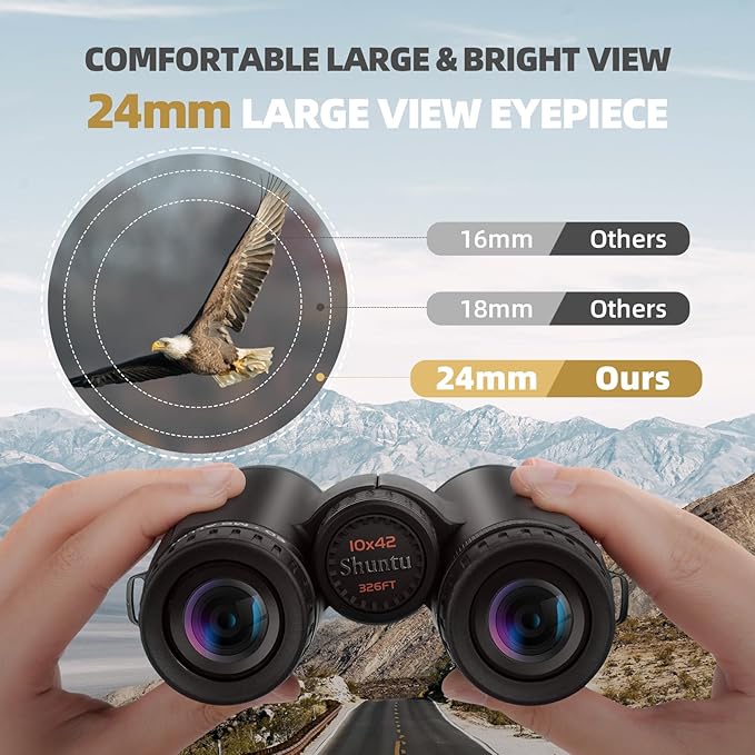 ED HD Binoculars 8x42 for Adults, Waterproof & Fogproof with Magnesium Alloy Body, BAK4 Prism - High Power Binoculars for Bird Watching, Hunting, Travel & Outdoor Sports, Compact Low Light Vision