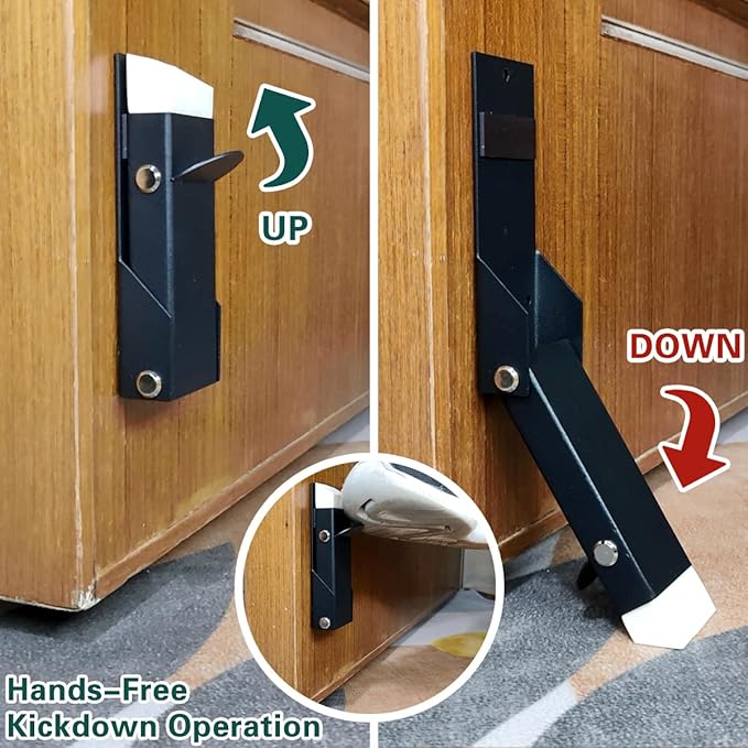 Door Stoppers for Bottom of Door, No Drilling Door Stopper, Door Holder to Keep Door Open, Under Door Noise Stopper, Drop Stops and Easy Install (Self-Adhesive Traceless Mounted)