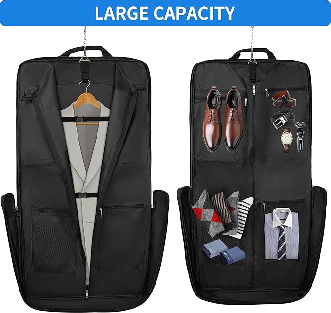 AKOZLIN Travel Luggage Garment Bag Foldable Hanging Suit Bag with Shoulder Strap For Men Women Business Blue