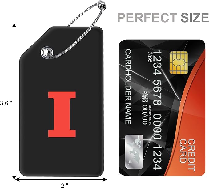8 Pcs Luggage Tags for Suitcases, 26 Initial Letter Travel Luggage Baggage Identification Labels ID Tags Fully Bendable Tags with Stainless Steel Loop (Letter S, Black)