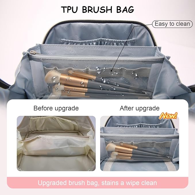 Travel Makeup Bag Cosmetic Bags for Women: 3 Sets Large Capacity Make up Bag - Portable Toiletry Bags with Handle for Women(05-Rosy Red)