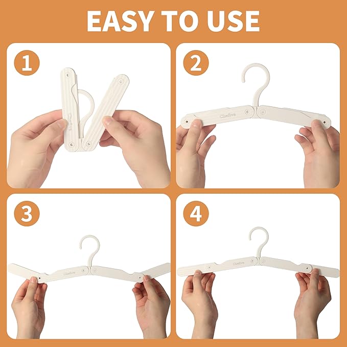 Foldable Travel Hangers, 4 Pack Space-Saving ABS for Cruise RV Travel Essentials
