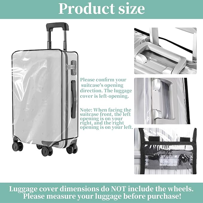 Clear PVC Luggage Cover, Waterproof Dustproof Anti-Scratch Suitcase Protector, Fits Wheeled Suitcases 18" 22" 24" 26" 28" 30" - Thicken Baggage Cover Case（20"）