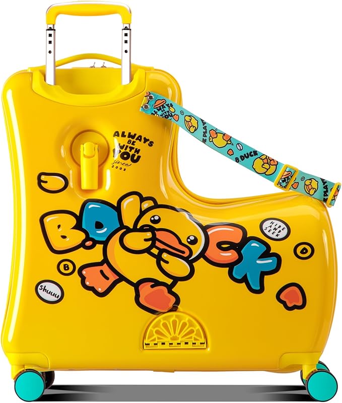 Kids' Lightweight Ride on Luggage with Spinner Wheels & Foldabe Design (Yellow Green Mint, 20"+ Aged 1-3 Toddler)
