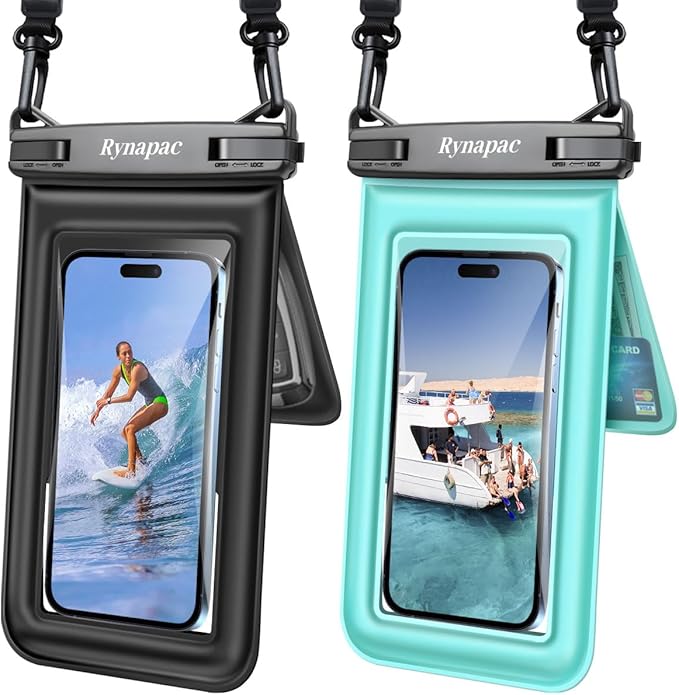 [Up to 8.5''] Waterproof Phone Pouch Floating, Double Bags Waterproof Phone Case with Lanyard for iPhone 16 15 Pro Max, Galaxy S25 S24 Ultra, IPX8 Cellphone Dry Bag Beach Cruise Ship Essentials 2 Pack