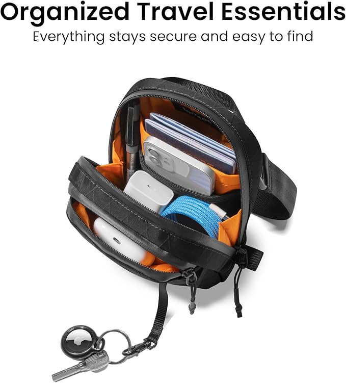 tomtoc Aviator-T37 X-Pac Travel Crossbody RFID Blocking Bag, Holds 4-6 Passports with Anti-theft Lockable Zippers, Multiple Pockets for Cards & Documents – Organizer for Daily Use