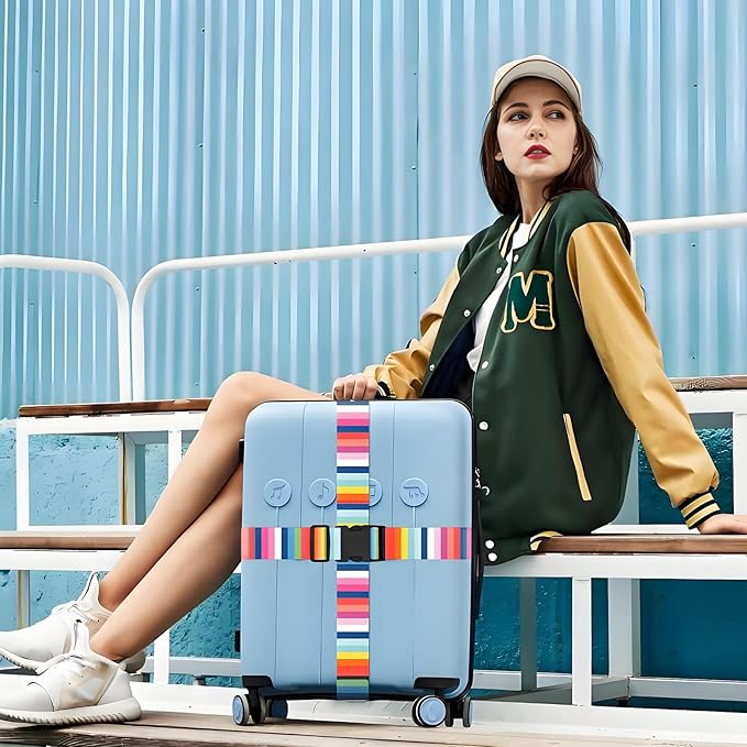 Rainbows Luggage Straps for Suitcases, Adjustable Luggage Travel Belts Security While Travel, Strong Polyester Fabric, Easy-to-Recognize Stylish Design Travel Essentials, 2 Pack