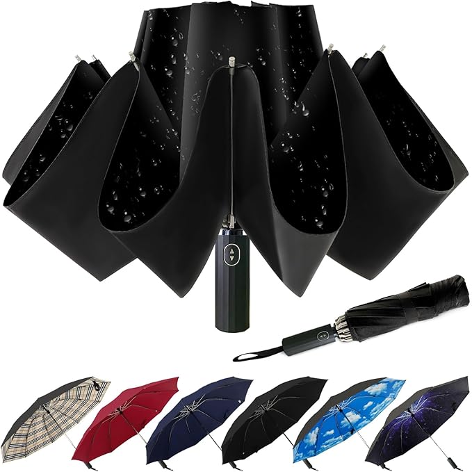 LLanxiry Compact Travel Umbrella, Mini Windproof Umbrellas for Rain & Sun, Small Lightweight Outdoor UV Umbrella, Portable Folding Umbrellas for Travel