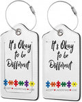 2Pcs Luggage Tag for Suitcase Autism Awareness Cute Suitcase Tag with Privacy Flap & Name ID Label & Metal Loop,Travel Bag Luggage Tags for Women