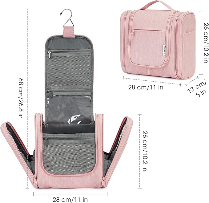 Narwey Hanging Toiletry Bag for Women Travel Makeup Bag Organizer Toiletries Bag for Cosmetics Essentials Accessories