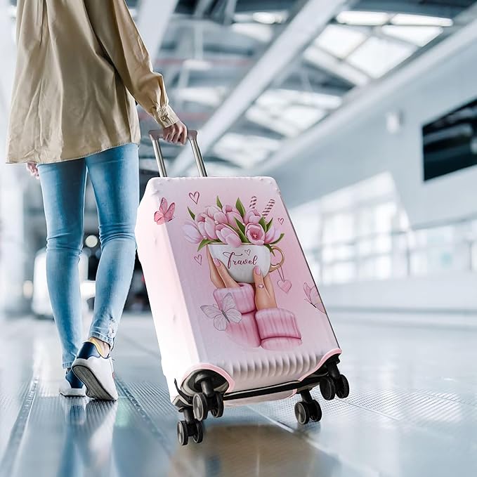 Travel Luggage Cover Suitcase Protector Fits 18-32 Inch Wheel Covers PatternedTravel Related Items Flower Luggage Protector Elastic L