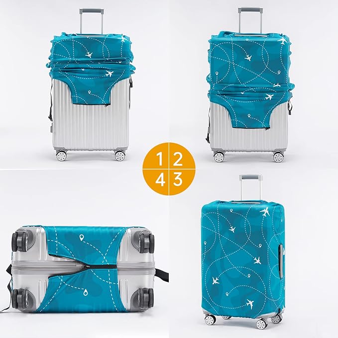 Travelkin Luggage Covers With Tag For Suitcases Tsa Approved,Suitcase Covers Protector Fit 18-32 Inch Luggage M(22-25inch suitcase)