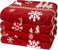 PHF Printed Fleece Blanket Twin Size, No Shed No Pilling Ultra Soft Plush Cozy Xmas Prints Theme Home Décor Flannel Blanket for Bed, Sofa, Couch and Gift, 66" x 90", Reindeer and Trees, Red