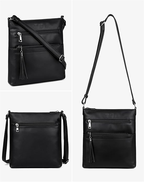 MASINTOR Crossbody Purses for Women, Multi Pocket Casual Crossbody Bag, Adjustable Strap Shoulder Bag with Tassel
