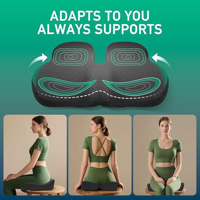 Non-Flattening Seat Cushion for Office Chairs,Gaming Chairs – Donut Pillow Ergonomic Design for Hemorrhoid, Tailbone Pain Relief, Memory Foam Long-Lasting Firm Support, Gifts for Women/Men, Dark Grey