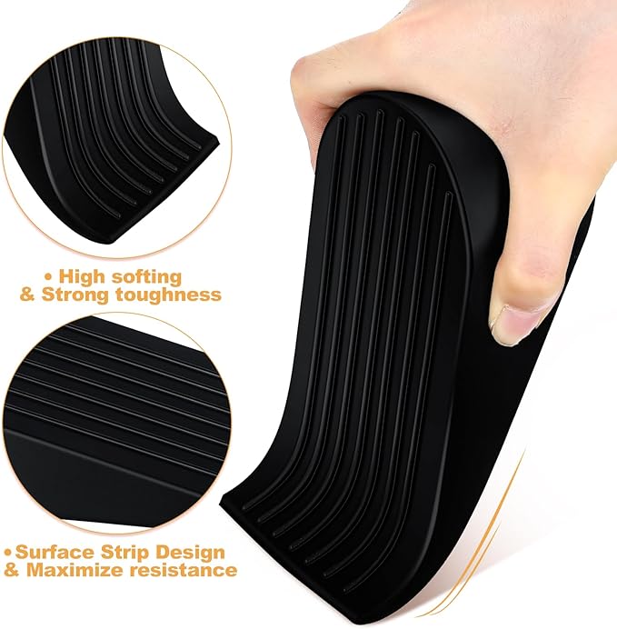 Frienda 4 Pack Large Door Stoppers Heavy Duty Rubber Stopper for Bottom of Door Wedge Stopper for Home Office (Black)