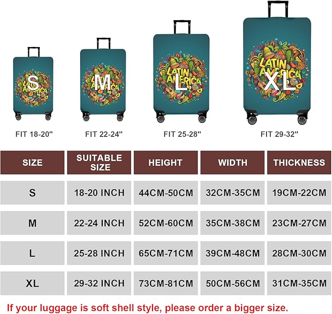 WUJIAONIAO Travel Luggage Cover Baggage Suitcase Cover Protector Skins 18-32 Inch (US-Area, M (for 22-24 inch luggage))