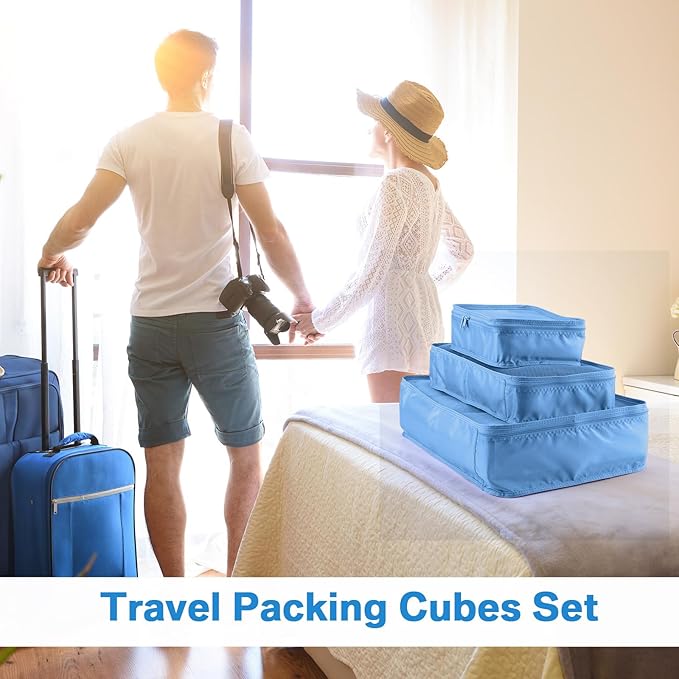 Reginary 6 Set Travel Packing Cubes Luggage Organizer Set Lightweight Suitcase with Shoe Bag for Clothes Toiletries