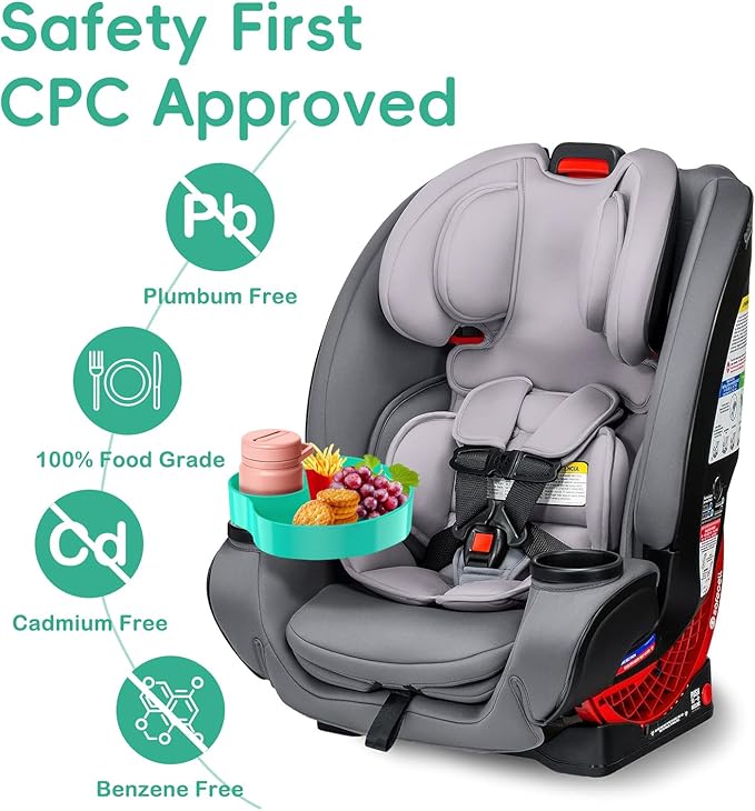[2 Packs] Kids Car Seat Tray, Travel Tray with Cup Holder for Toddler Baby, Kids Car Seat Food Snack Organizer for Road Trip, Stroller snack Organizer Travel Must Haves Toddler Must Haves (Cyanine)