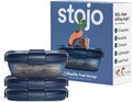 STOJO Collapsible Sandwich Box – 24oz, Reusable Food Storage Container, Silicone Bowl for Hot/Cold Food – Meal Prep, Lunch, Camping, Hiking – Dishwasher Safe (Set of 3, Translucent Denim)