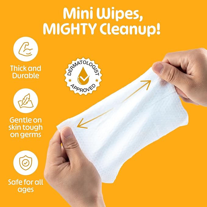 Fomin Mini Hand Sanitizer Wipes 8 Pack (8 Count) - Variety Pack Mini Wet Wipe - pH Balanced, Biodegradable, Antibacterial On The Go Hand Sanitizing Wipes - Hypoallergenic, Plant-Based Travel Wipe