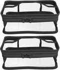 Black Transparent Cosmetic Bag Waterproof Handbag Portable Travel Work Make Up Kit Double Zipper Storage Bag, 2 PCS