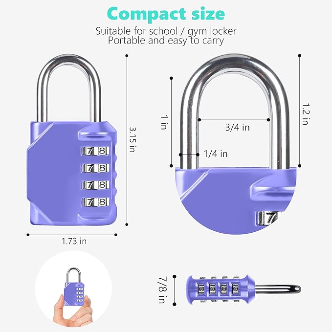 CL11VP Combination Lock, 4 Digit Outdoor Combination Padlock Set Your own Combination for Gym Locker Lock, School, Gates, Doors, Toolbox, Hasps and Storage (Very Peri *1)