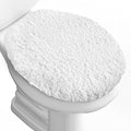 Microfiber Elongated Toilet Seat Cover 19.5"x 15" Machine Washable Solid Toilet Lid Cover Adjustable Rubber Backing Fits Most 18-19.5" L x 14-16" W Elongated Toilet Seat