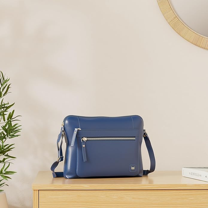 Wise Owl Accessories Small Soft Pebbled Real Leather Crossbody Handbags Purses Sling Crossover Shoulder Bag