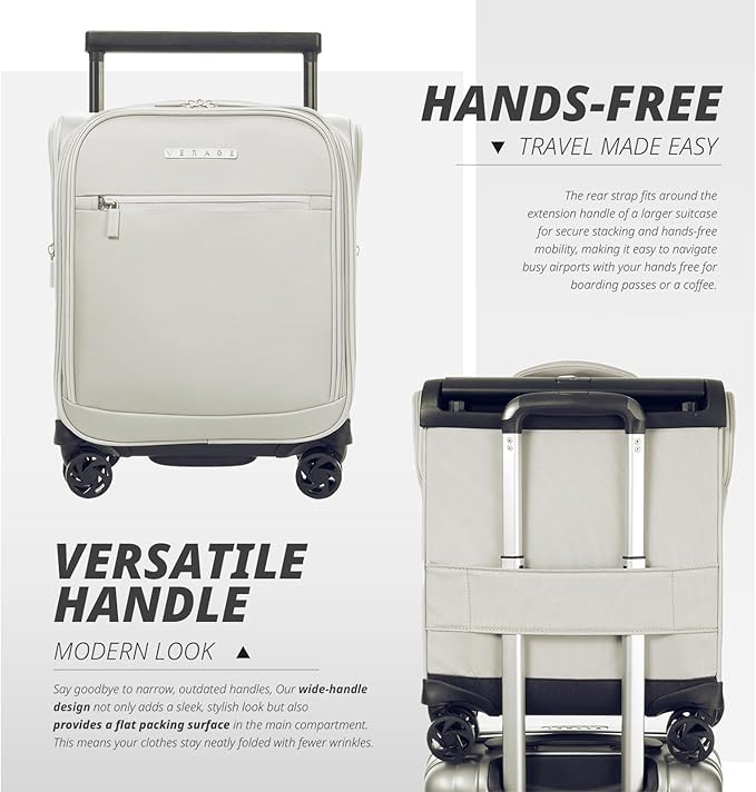 Verage Underseat Carry On Luggage with Spinner Wheels 15 inch Overnight Suitcase Travel Business Bag for Airlines Men Women