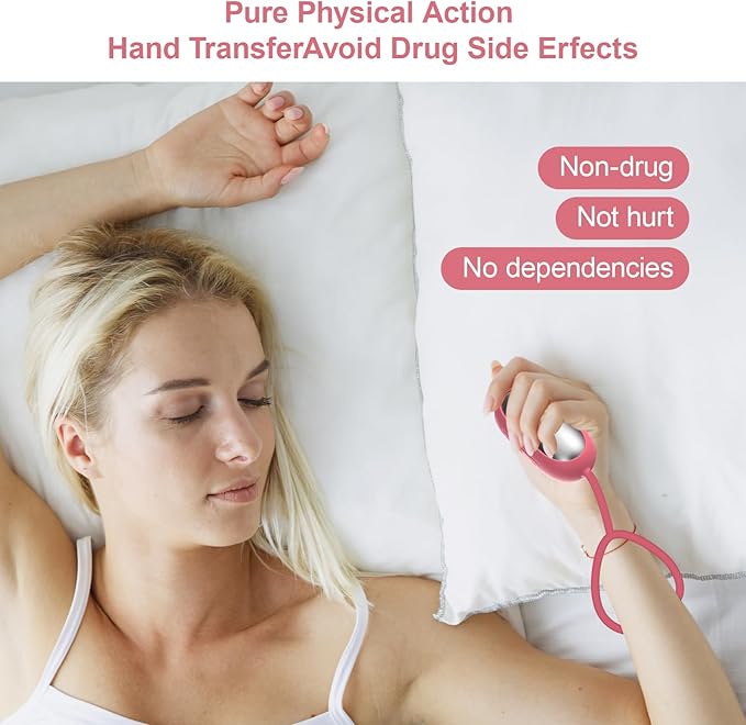 Sleep Aid Device, Micro-Current Sleep Instrument Device, Portable Rechargeable Sleep aid Improve Deep Sleep (Pink)