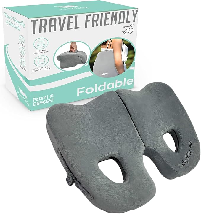 Premium Foldable Piriformis Cushion - Piriformis Pain and Sciatic Pain Relief Cushion - for Home & Office Use, Perfect for Travel or Driving - Piriformis Cushion