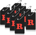 8 Pcs Luggage Tags for Suitcases, 26 Initial Letter Travel Luggage Baggage Identification Labels ID Tags Fully Bendable Tags with Stainless Steel Loop (Letter R, Black)