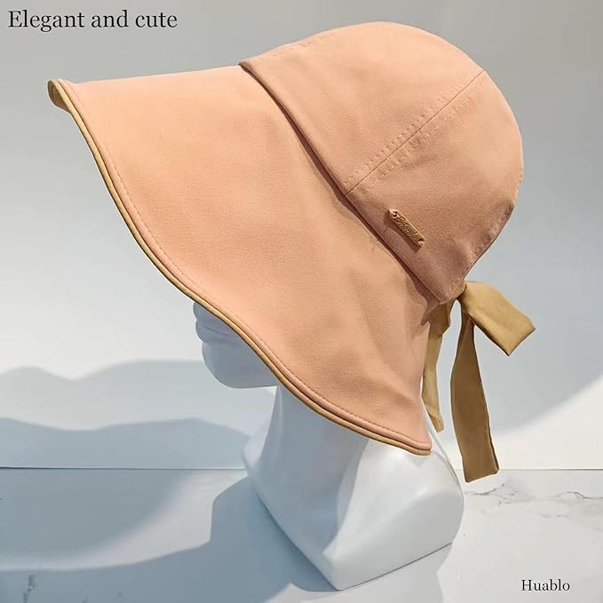 Wide Brim Hats for Woman Foldable Hats Sun Hats for Women uv Protection Bowknot Bucket hat Adjustable hat with Ponytail Hole