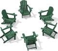 SERWALL Adirondack Chair with Cup Holders - Composite Adirondack Chairs Set of 6 HDPE Outdoor Chairs All Weather Use- Green